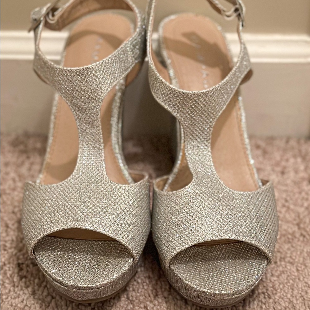 Silver Glitter Rampage Wedges